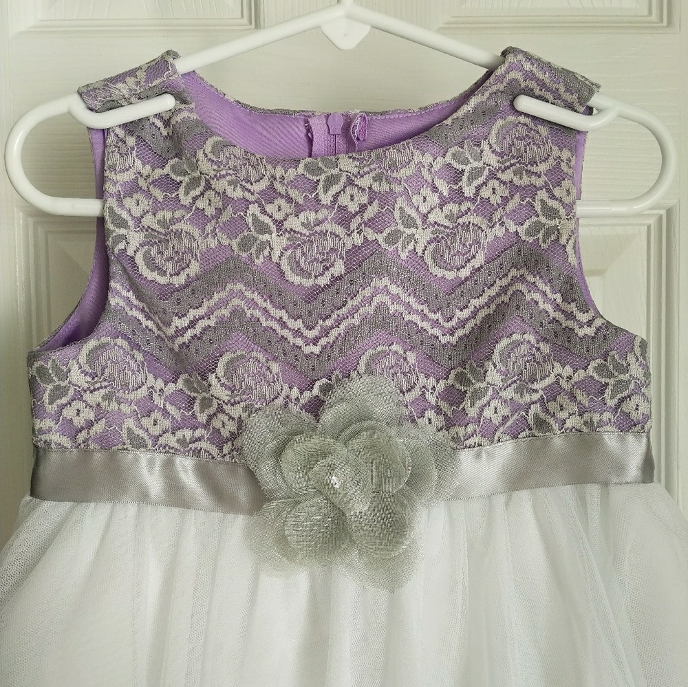 Rare Editions Purple Lace and mesh formal dress